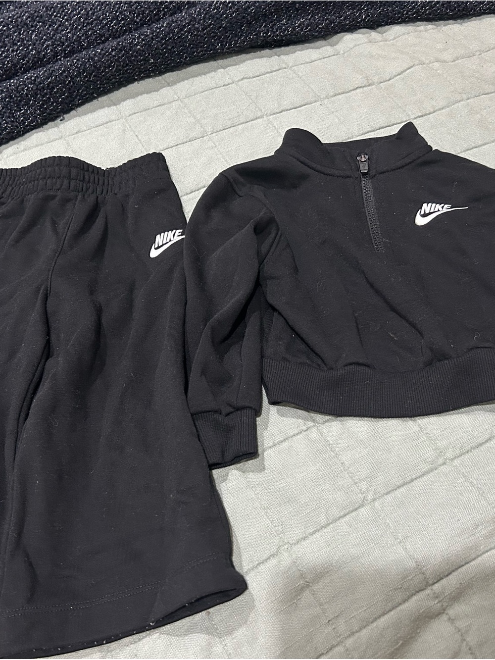 Nike Kids Black Cropped Quarter-Zip Sweatshirt & wide leg pants set